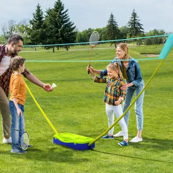 Badminton Set with Volleyball Net, Portable Badminton Net with 2 Rackets, 2 Shuttlecocks and Carry Case, for Indoor Outdoor Sports | SPORTNOW