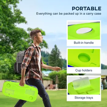 Badminton Set with Volleyball Net, Portable Badminton Net with 2 Rackets, 2 Shuttlecocks and Carry Case, for Indoor Outdoor Sports | SPORTNOW