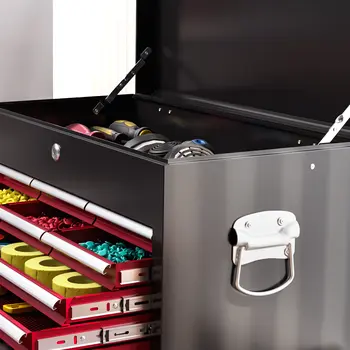 Rolling Tool Cabinet on Wheels w/ 14 Drawers, Pegboard & Side Rack, Lockable Top Tool Chest & Roller Cabinet Combo for Workshop Home | HOMCOM