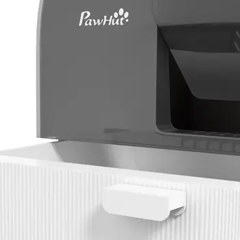 Hooded Cat Litter Box, Kitten Litter Tray, with Lid, Scoop, Filter, Flap Door, Light Grey | PawHut