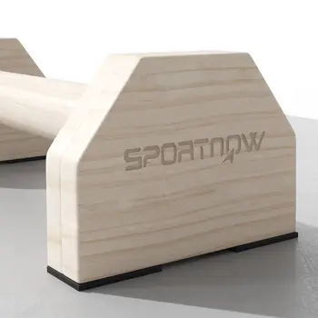 Wooden Parallettes Bars Push up Handles with Non-Slip Base, Calisthenics Equipment for Home Gym Training | SPORTNOW