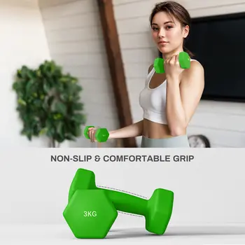 2 x 1kg, 2 x 2kg, 2 x 3kg Dumbbells Set with Dumbbell Rack, Hand Weights for Home Gym Training | SPORTNOW