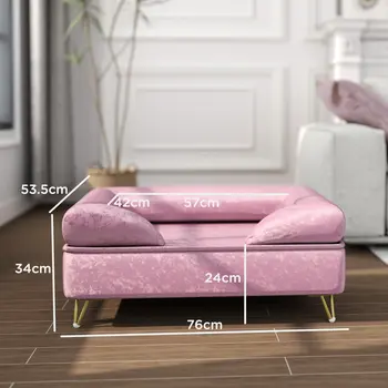Cat Sofa with Removable Backrest, Soft Cushion Pet Couch, Washable Cover, for Small and Medium Sized Dogs, Pink | PawHut