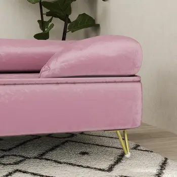 Cat Sofa with Removable Backrest, Soft Cushion Pet Couch, Washable Cover, for Small and Medium Sized Dogs, Pink | PawHut