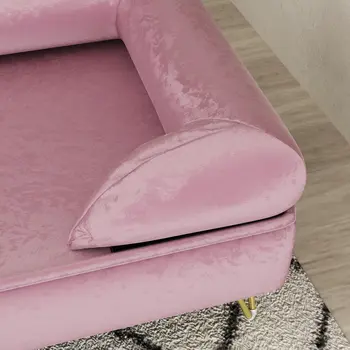 Cat Sofa with Removable Backrest, Soft Cushion Pet Couch, Washable Cover, for Small and Medium Sized Dogs, Pink | PawHut