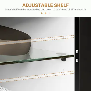 Modern TV Stand, 145cm TV Unit with Glass Shelves, RGB LED Light for 32 40 43 50 52 55 60 inch 4k TV, Black | HOMCOM