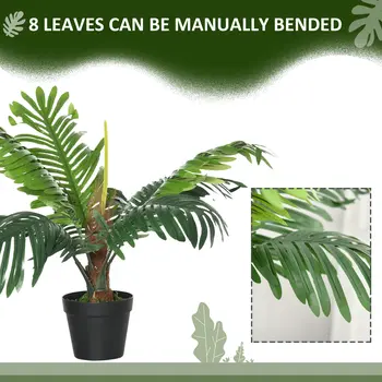 2 Pack 60cm Artificial Palm Tree Decorative Plant with Nursery Pot, Fake Tropical Tree for Indoor Outdoor Décor by Outsunny