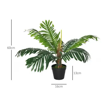 2 Pack 60cm Artificial Palm Tree Decorative Plant with Nursery Pot, Fake Tropical Tree for Indoor Outdoor Décor by Outsunny