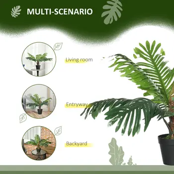 2 Pack 60cm Artificial Palm Tree Decorative Plant with Nursery Pot, Fake Tropical Tree for Indoor Outdoor Décor by Outsunny