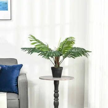 2 Pack 60cm Artificial Palm Tree Decorative Plant with Nursery Pot, Fake Tropical Tree for Indoor Outdoor Décor by Outsunny