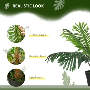 2 Pack 60cm Artificial Palm Tree Decorative Plant with Nursery Pot, Fake Tropical Tree for Indoor Outdoor Décor by Outsunny