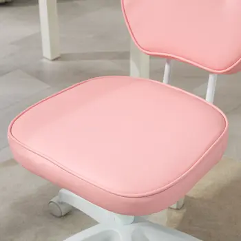 Vanity Office Chair, PU Leather Computer Chair for Home, with Adjustable Height, Armless, Swivel Wheels, Pink by Vinsetto