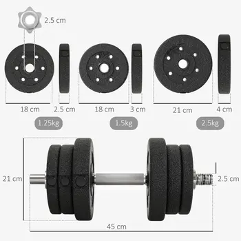 25KG Adjustable Weights Dumbbells Set, Dumbbell Hand Weights for Home Office Gym Body Fitness Lifting Training, Black by HOMCOM