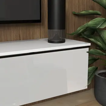 160cm High Gloss Floating TV Unit Stand for TVs up to 70", Wall Mounted TV Cabinet with Storage Cupboards in White by HOMCOM