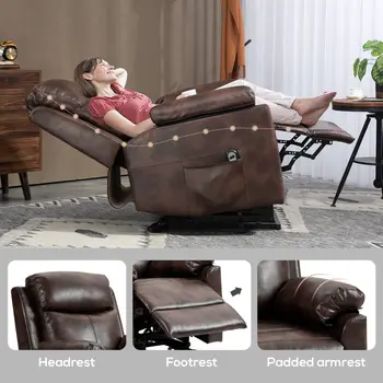 Riser and Recliner Chair, Lift Chair with Remote Control, Side Pockets, Pocket Spring in Dark Brown by HOMCOM