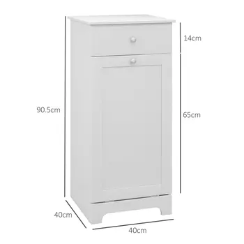 Bathroom Cabinet with Laundry Basket, Bathroom Storage Unit with Foldable Laundry Hamper and Drawer for Washroom, White by HOMCOM