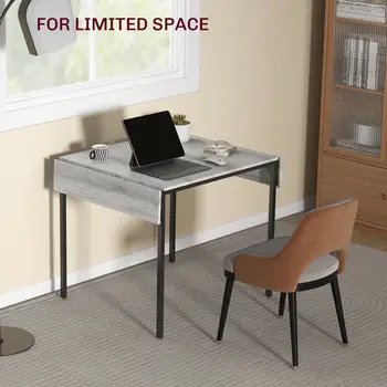 HOMCOM Folding Kitchen Table, Drop Leaf Dining Table, Extendable Kitchen Table for 2-4 People in Grey