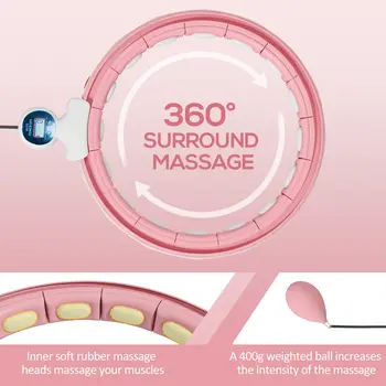 SPORTNOW Weighted Smart Hula Hoop, Massage Hula Ring with 16 Detachable Knots, 360° Auto-Rotating Ball and Digital Counter