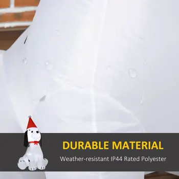 HOMCOM 1.8m Inflatable Christmas Puppy Dog Wearing Santa Hat Lighted Outdoor Decoration Blow Up Decor for Holiday Indoor