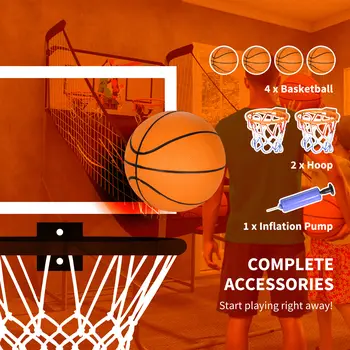 Foldable Double Shot Basketball Arcade Game with 8 Modes | SPORTNOW