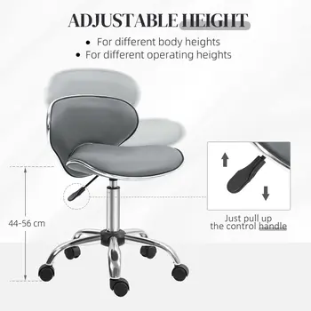 HOMCOM Adjustable Rolling Swivel Beauty Salon Chair, Stool for Spa in Grey