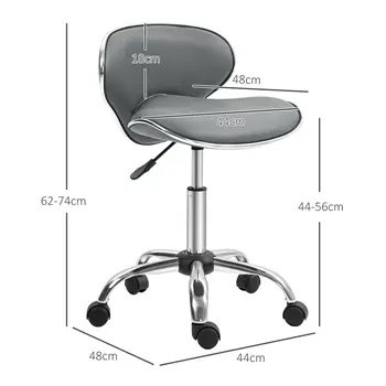 HOMCOM Adjustable Rolling Swivel Beauty Salon Chair, Stool for Spa in Grey