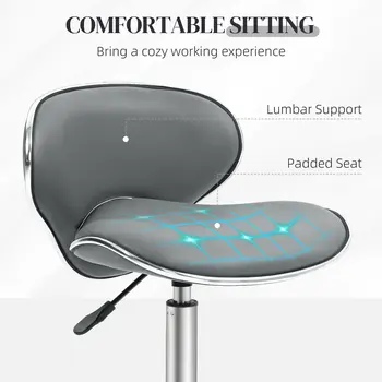 HOMCOM Adjustable Rolling Swivel Beauty Salon Chair, Stool for Spa in Grey