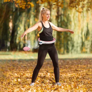 SPORTNOW Weighted Smart Hula Hoop, Massage Hula Ring with 16 Detachable Knots, 360° Auto-Rotating Ball and Digital Counter