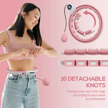 SPORTNOW Weighted Smart Hula Hoop, Massage Hula Ring with 16 Detachable Knots, 360° Auto-Rotating Ball and Digital Counter