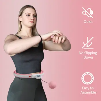 SPORTNOW Weighted Smart Hula Hoop, Massage Hula Ring with 16 Detachable Knots, 360° Auto-Rotating Ball and Digital Counter