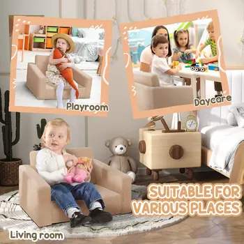 Kids 2 in 1 Sofa Beds Convertible Sofa Armchair, Foldable Recliner for Bedroom, Playroom, Living Room | AIYAPLAY