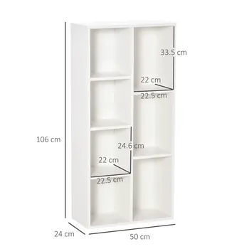 Seven-Cube Bookcase - White Wood Effect by HOMCOM
