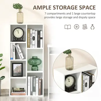 Seven-Cube Bookcase - White Wood Effect by HOMCOM