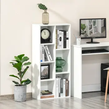 Seven-Cube Bookcase - White Wood Effect by HOMCOM