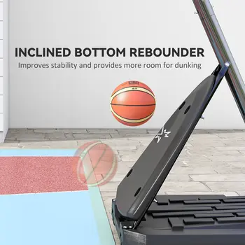 Adjustable Basketball Hoop and Stand with Weighted Base, Portable on Wheels in Red 2.4-2.9m by SPORTNOW