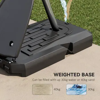 Adjustable Basketball Hoop and Stand with Weighted Base, Portable on Wheels in Red 2.4-2.9m by SPORTNOW