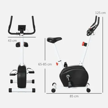 SPORTNOW Quiet Exercise Bike Stationary Bike with 8-Level Magnetic Resistance, Heart-Rate Sensor and Wheels in White