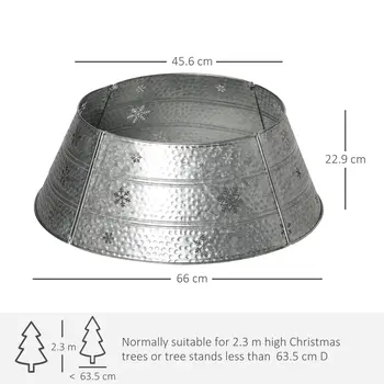 HOMCOM 66cm Christmas Tree Base Cover, Christmas Tree Collar with Hollow Snowflake Pattern for Holiday, Party, Silver
