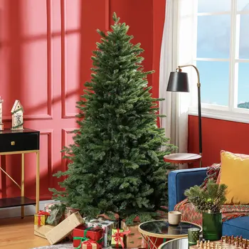 HOMCOM 6ft Artificial Christmas Tree with 1821 Tips, Metal Base, Realistic Hinged Xmas Tree for Home Office, Green