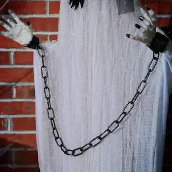 HOMCOM 204cm 80" Hanging Ghost Outdoor Halloween Decoration, Halloween Animatronic with Sound Activated, Light Up Eyes, Sound Effects, Animated Prop for Haunted House