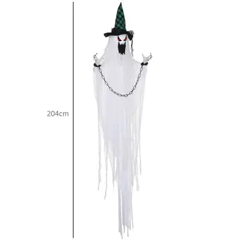 HOMCOM 204cm 80" Hanging Ghost Outdoor Halloween Decoration, Halloween Animatronic with Sound Activated, Light Up Eyes, Sound Effects, Animated Prop for Haunted House