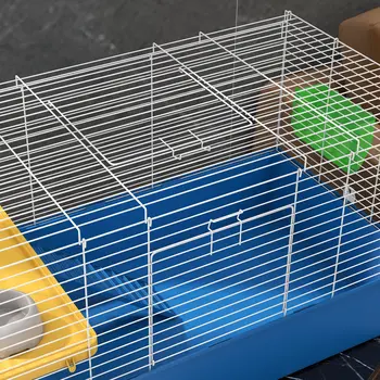 Chinchillas Small Rabbit Guinea Pig Small Animal Cage, Pet Playhouse, with Platform, Ramp, 99 x 52 x 53cm in Blue | PawHut