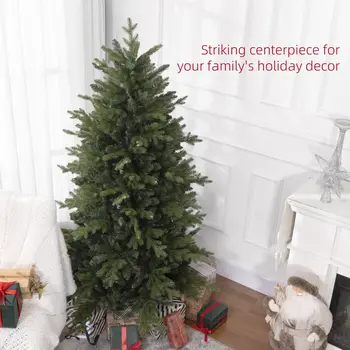HOMCOM 6ft Artificial Christmas Tree with 1821 Tips, Metal Base, Realistic Hinged Xmas Tree for Home Office, Green