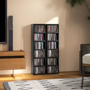 HOMCOM Set of Two 102 CD Storage Units in High Gloss Black