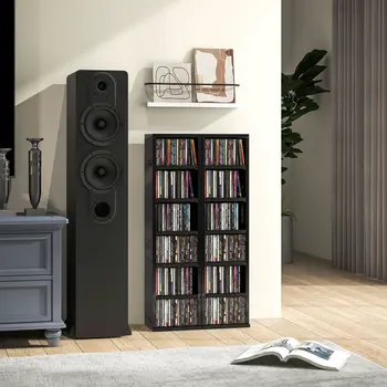 HOMCOM Set of Two 102 CD Storage Units in High Gloss Black