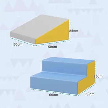 HOMCOM 2 Piece Soft Play Set for Toddler Climb and Crawl, for 12-36 Months in Grey