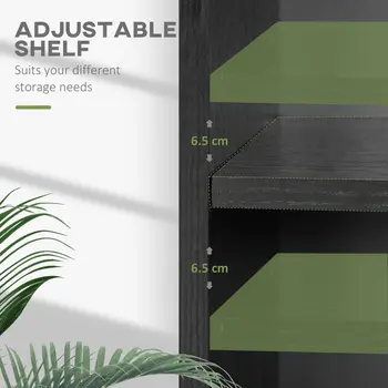 HOMCOM 2 Tier Bookshelf, Low Bookcase with Adjustable Shelf, 2 Compartments for Home Office, Living Room, Study in Black
