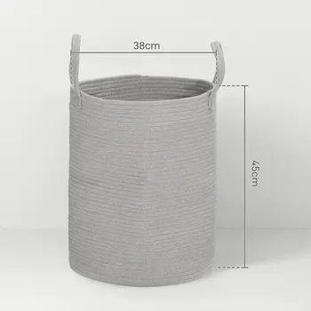 HOMCOM 36L Cotton Rope Laundry Basket, with Handles in Grey