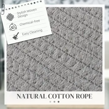 HOMCOM 88L Cotton Rope Laundry Basket with Handles in Grey
