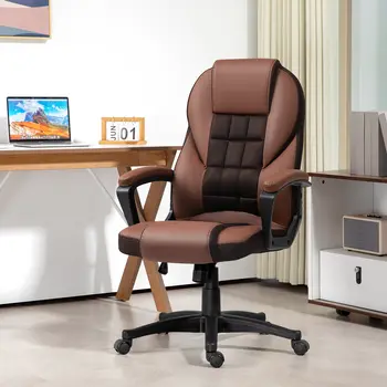 HOMCOM Faux Leather Office Chair in Brown